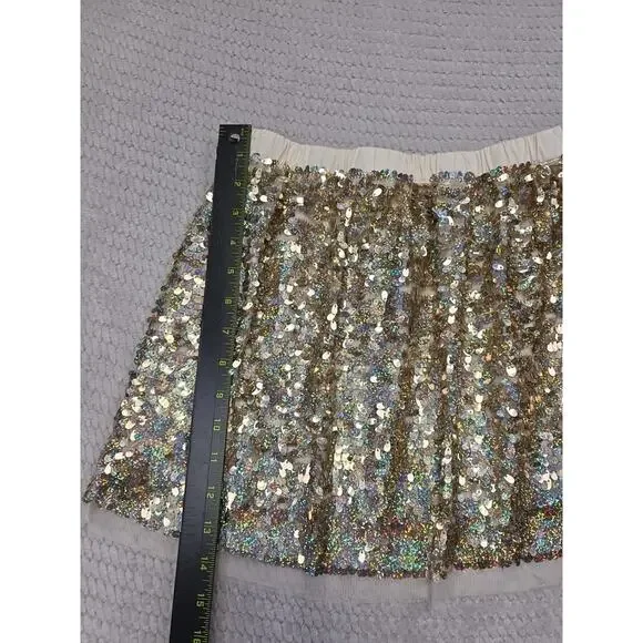 Crew Cuts Skirt Girls 8 Gold All Over Sequin - Picture 2 of 6